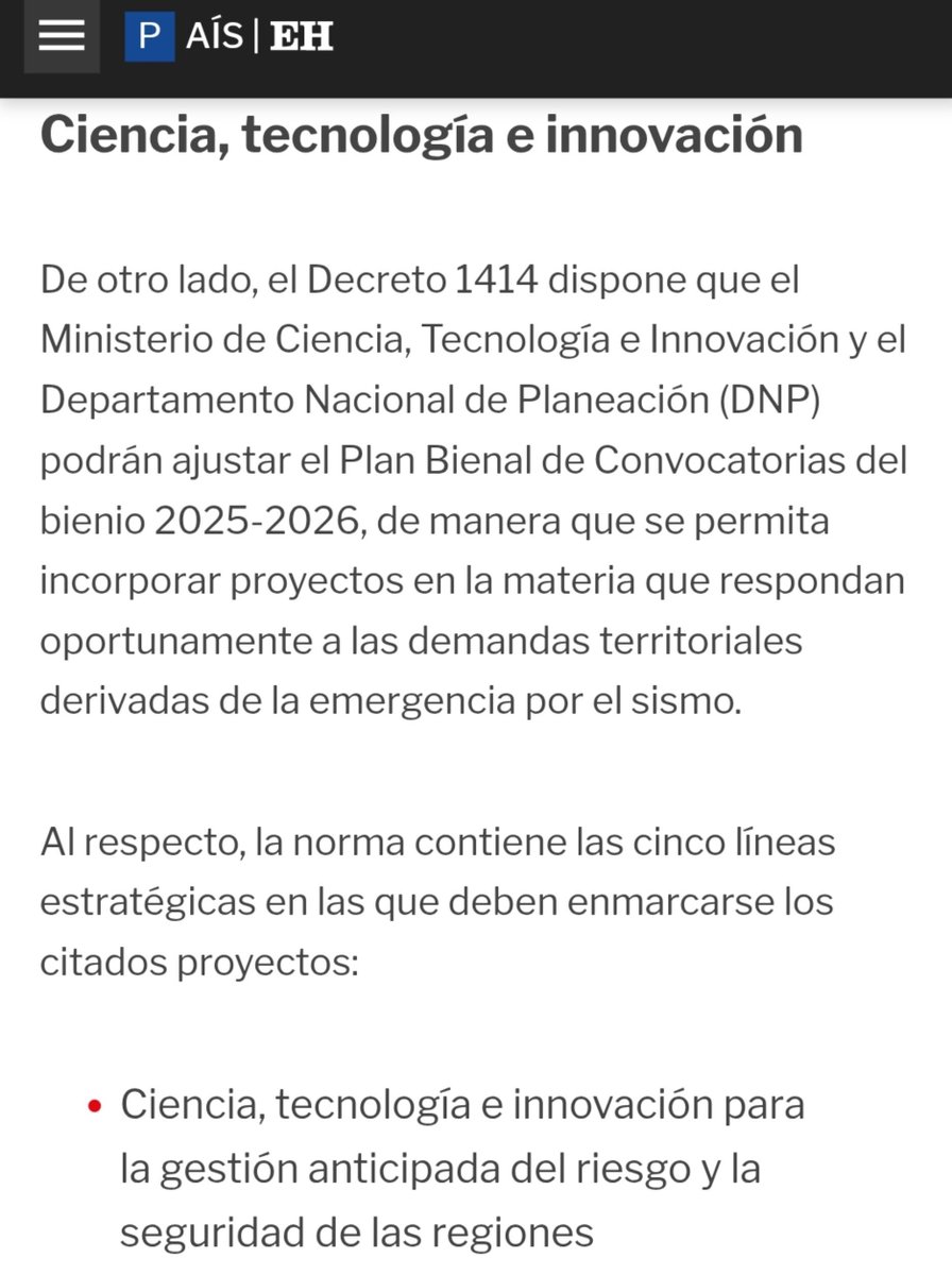 acnavascalixto's tweet photo. Mediante el decreto 1414 de 2026: Gobierno autoriza uso de regalías para financiar proyectos de inversión en territorios afectados por el terremoto. Estos son los cambios autorizados para el Plan Bienal de Convocatorias SGR-CTei #OCAD #CTei
https://t.co/qvl4Wjol0k https://t.co/nHb0z9J7xU