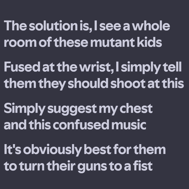 toldadnauseam's tweet photo. guns for hands // center mass https://t.co/HgNQ55W9vS