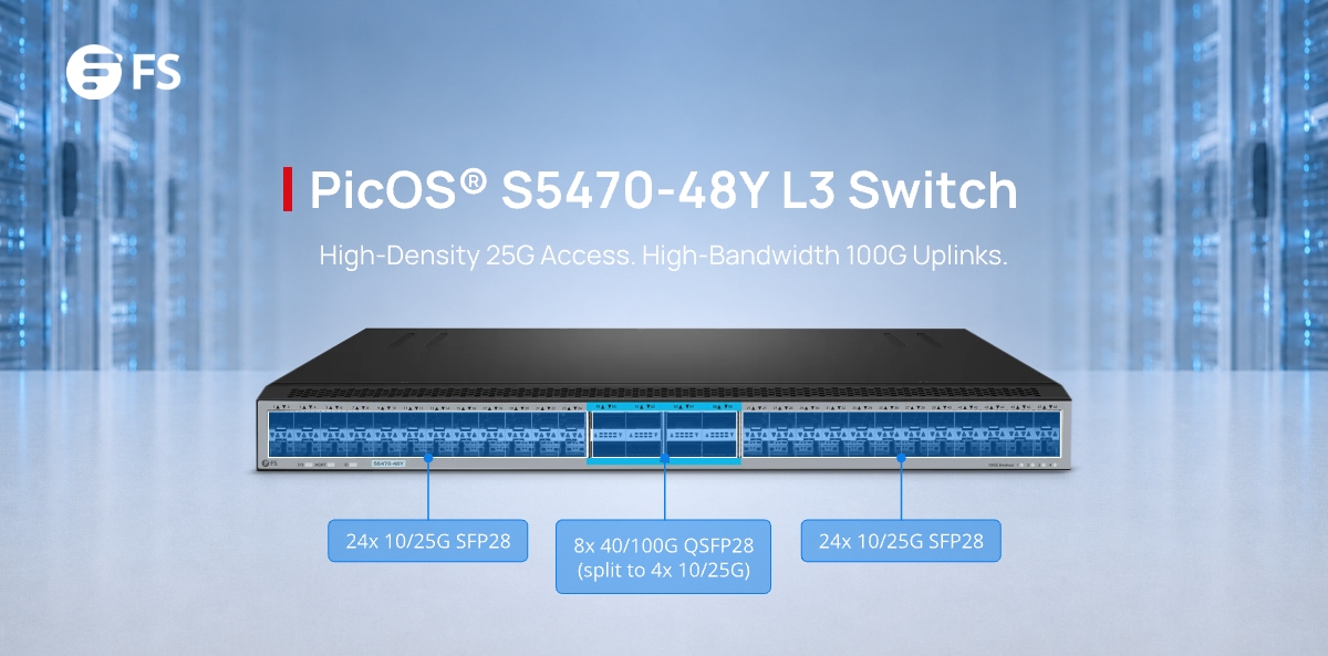 FScom_inc's tweet photo. Planning 100G uplinks for your aggregation or core network? The PicOS® S5470-48Y L3 switch combines high-density 25G connectivity, 100G uplinks, and MLAG-based redundancy.
🔗 Discover S5470-48Y: https://t.co/OZR8LFdjby
#FSSwitch #MLAG #NetworkSwitch #PicOS #AmpCon https://t.co/Z7FiQLjxN5