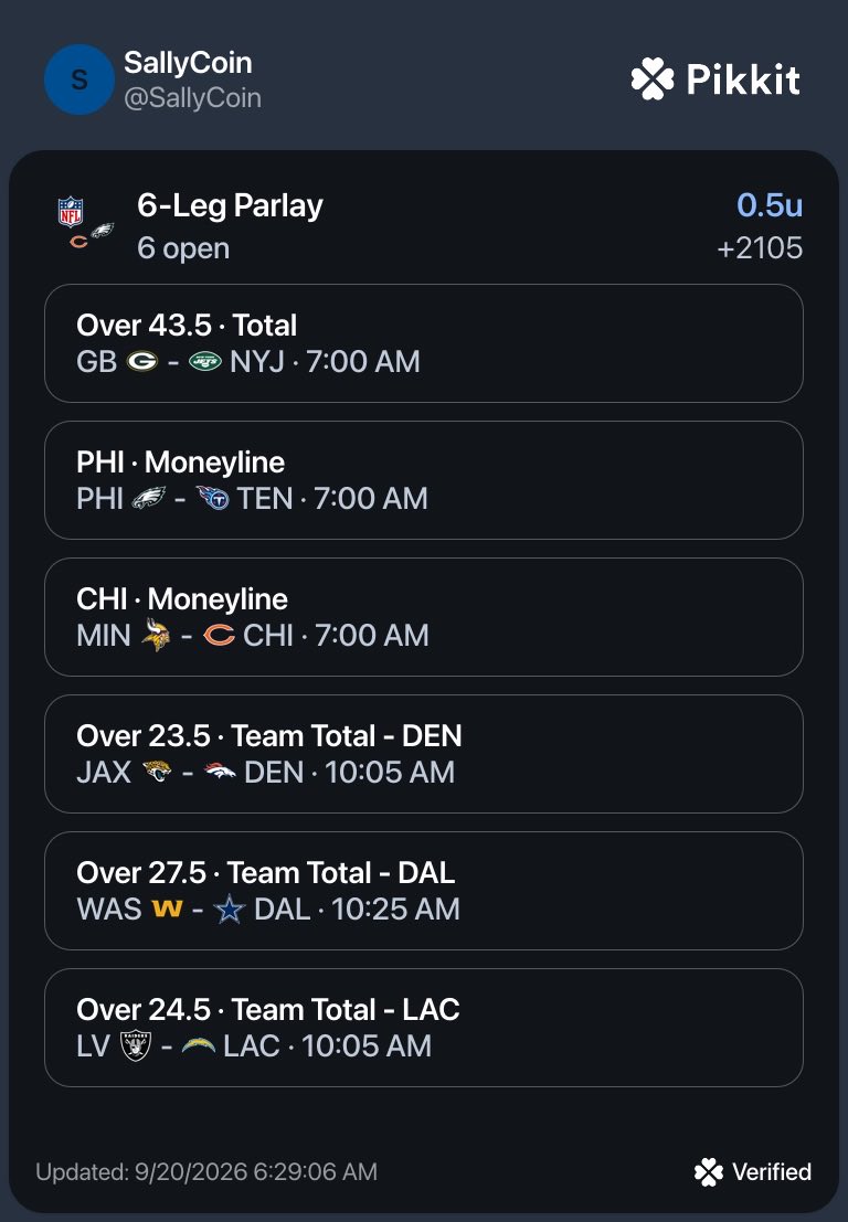 SallyCoinn's tweet photo. NFL Sunday Sept 20th ADDITIONAL PICKS⚡️

I’m NGL I Sprayed the Board so just look through these photos from my Pikkit. LETS HAVE A DAY! https://t.co/1qSdSxkD88