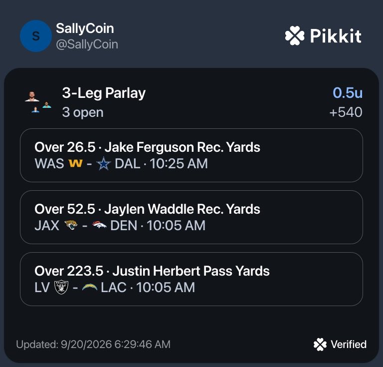 SallyCoinn's tweet photo. NFL Sunday Sept 20th ADDITIONAL PICKS⚡️

I’m NGL I Sprayed the Board so just look through these photos from my Pikkit. LETS HAVE A DAY! https://t.co/1qSdSxkD88