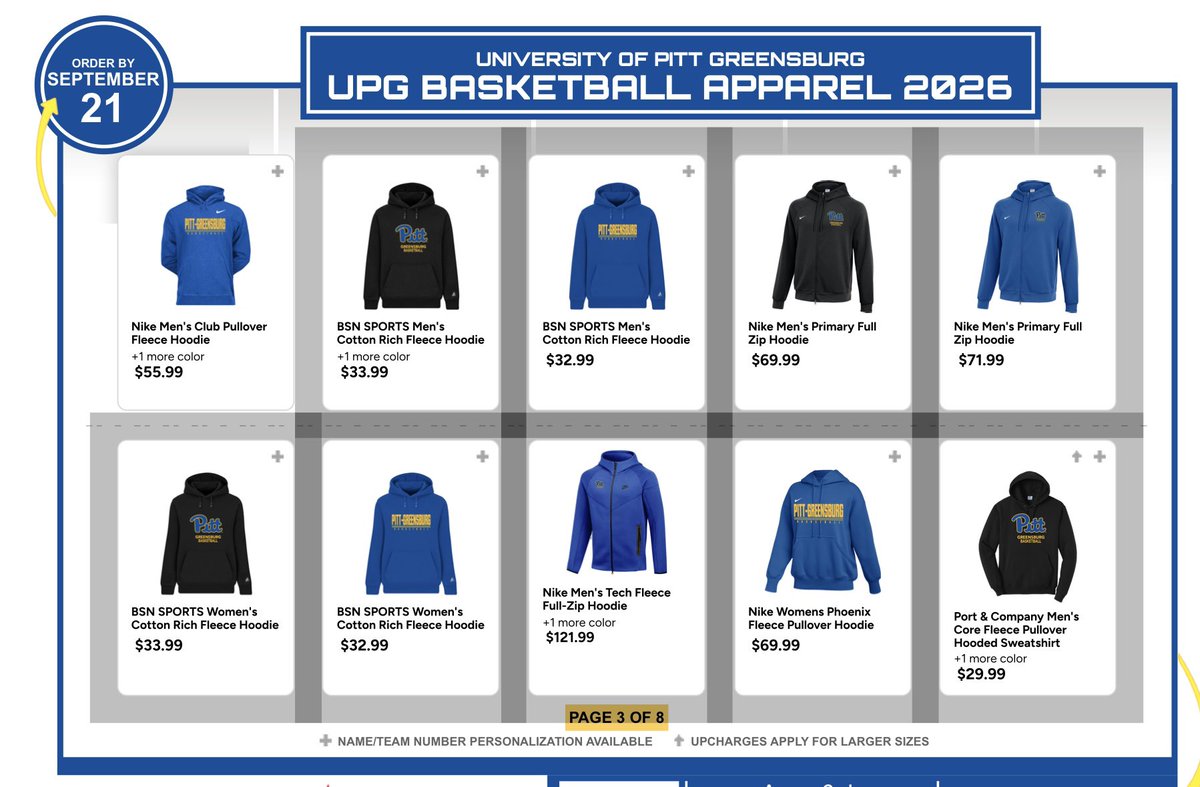 UPGbasketball's tweet photo. ONE DAY LEFT!

Order today to support the Pitt Greensburg basketball program. 

https://t.co/jnQGR587Pv https://t.co/wEVCXEbPih