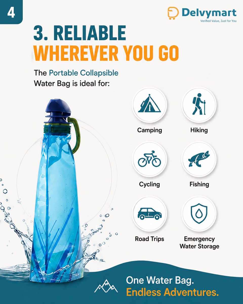 delvymart's tweet photo. 💧 Meet the Portable Collapsible Water Bag — your perfect companion for camping, hiking, travel, picnics, and outdoor adventures! 🌿✨

🛒 Shop Now: https://t.co/OjL4CHjFSx

#PortableWaterBag #CollapsibleWaterBag #CampingEssentials #TravelEssentials #OutdoorGear #HikingGear https://t.co/mi3NAfTaK2