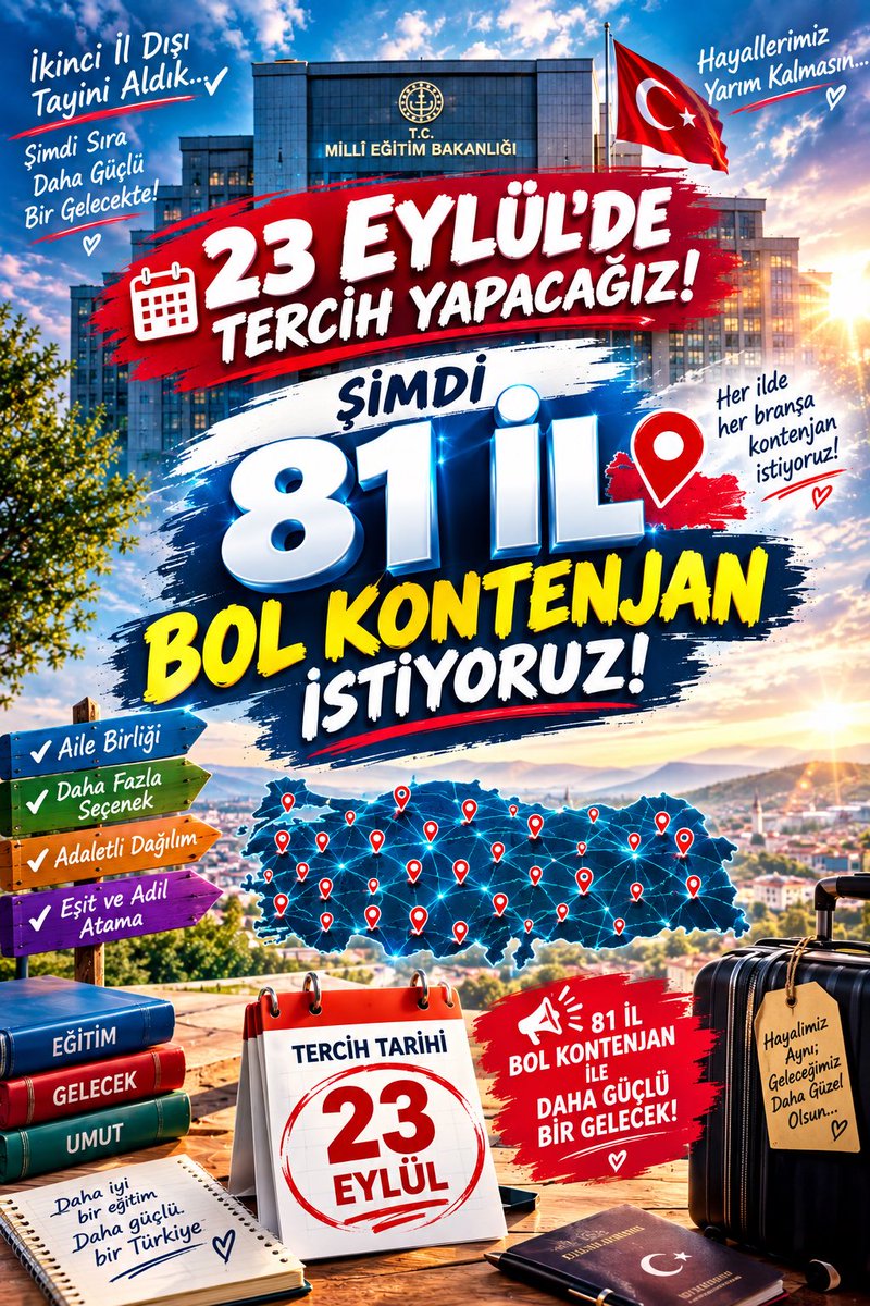 buraktezel26's tweet photo. 📌 İkinci il dışı atama haktır, kısıtlı kontenjan mağduriyettir! 81 ilin hiçbirinde kısıtlama yapılmadan, tüm açık normların listelendiği bol kontenjanlı bir atama takvimi talep ediyoruz. Öğretmenlerin sesine kulak verin. 📢

 #TümNormlar2ilDışınaAçılsın https://t.co/VBdjc7pw5Z