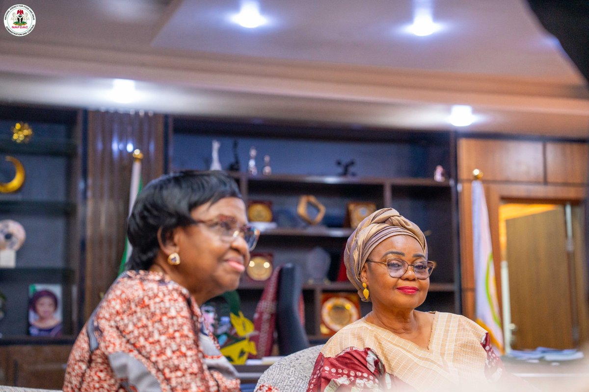NafdacAgency's tweet photo. Following the compliance review, the NAFDAC team paid a courtesy visit to the Executive Chairperson of the commission, Hon. Hulayat Motunrayo Omidiran, at her office, where both parties further discussed issues from the session and opportunities for continued institutional engagement.