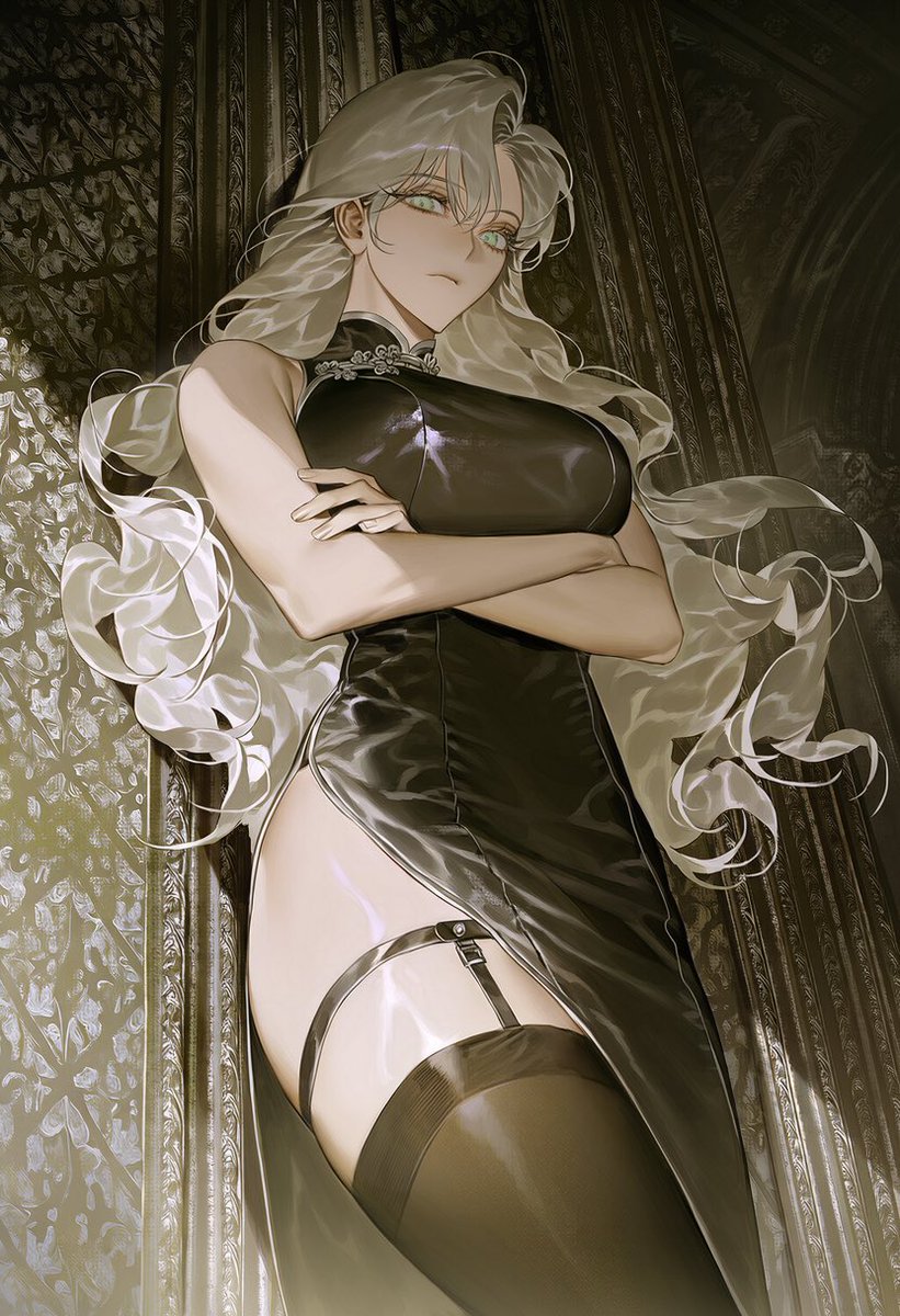 sha1shashasha's tweet photo. 🪭[프롬 공유] 그 차림으로 어디 가는데?

[Prompt Sharing] / [プロンプトの共有]
* v5 / v4.5 둘 다 타율 확인했습니다.
* 필요한 만큼 가중치를 조정해주세요.
* 남자캐릭터, 여자캐릭터 모두 사용 가능. 수정 가능.
* 탐넘 편하게 사용해주세요.

1.4::black qipao dress, tight cheongsam::, 1.3::high side slit::, 1.4::thigh garter belt::, 1.3::black thighhighs::, 1.3::bare thigh, mandarin collar::, 1.2::chinese knot button, glossy black fabric::,

1.3::arms crossed, leaning against wall::, 1.3::low angle, looking down at viewer::, 1.2::arrogant gaze::, cold atmosphere,

1.2::ornate gothic interior background::, 1.2::silver tone lighting, dramatic shadow::, three-quarter shot