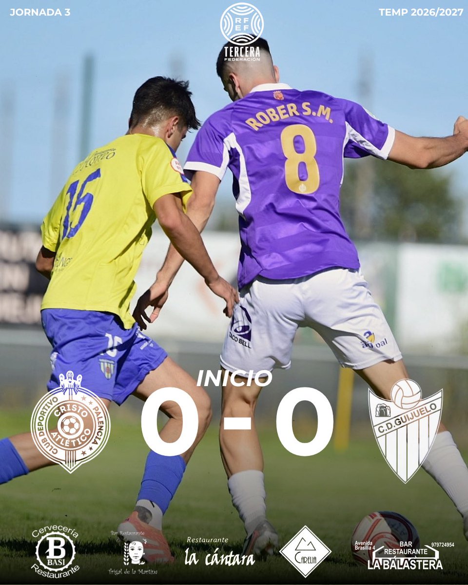 PalenciaCristo's tweet photo. 🟣⚪️ ¡RUEDA EL BALÓN EN LA BALASTERA!

Arranca el partido.
90 minutos por delante. Un objetivo: competir hasta el último segundo.

🔥 ¡Vamos, Cristo!
💜 ¡A POR TODAS!

#PalenciaCristoAtlético #VamosCristo #LaBalastera #Juntos https://t.co/mAheNjc3Fn