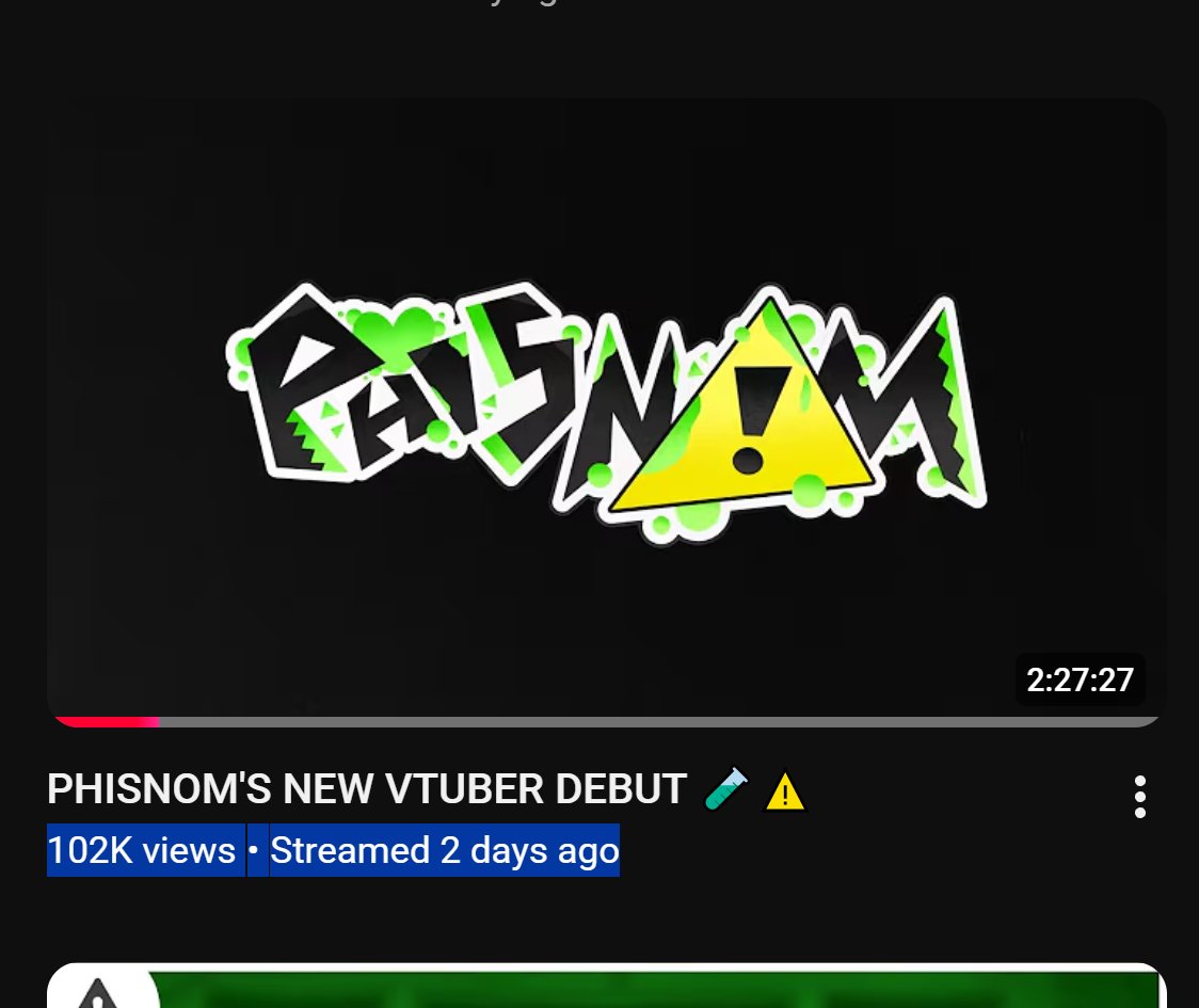 phisnom's tweet photo. also! 🧪⚠️

wanted to take a moment to thank every single Toxin and Vtuber fan who attended my debut! its by far THE most popular non-game stream I've ever done.

100k views in 2 days and nearly 5k live viewers ONLY on YT is insane for a new vtuber, im truly honored, tysm! 🙇‍♂️ https://t.co/ORC7ck2V5W