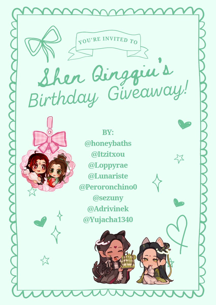 lunariste's tweet photo. 1/2

happy svsss anni + shen qingqiu day!! to celebrate we've put together a merch bundle, and are giving away two sets! 

to enter:
•rt this post
•follow the artists!! 
•reply with your favourite thing about sqq💚

*winners must cover shipping! 

ends in 1 week. good luck! https://t.co/1sY6qdi3pu