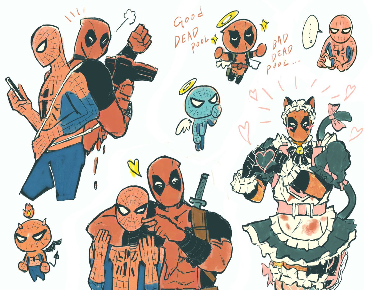 _ffoxx's tweet photo. #Spideypool 練習ｸﾞﾁｬ描き https://t.co/mz5KeDfREx