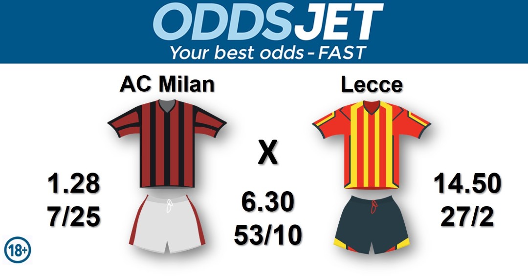 oddsjet's tweet photo. #SerieA
#SerieAEnilive
#SerieATIM #MilanLecce
#ACMilan #ForzaMilan #SempreMilan #Milan #Weareacmilan vs. #Lecce #AvantiLecce Get your best odds - fast at Oddsjet https://t.co/a1UFxuBQU5