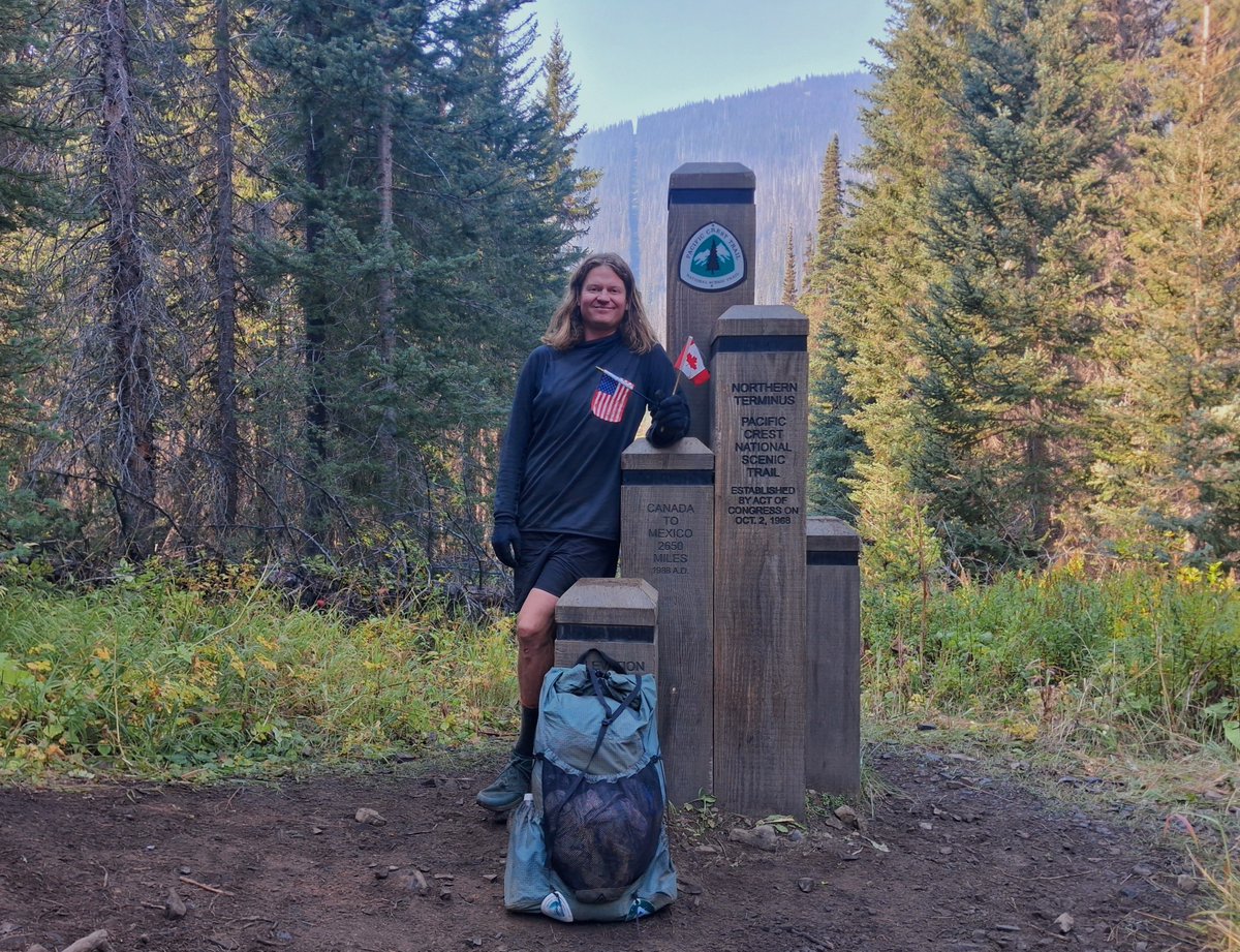 gabfrab's tweet photo. I just hiked all the way from Mexico to Canada on the Pacific Crest Trail! 165 days. 2600+ miles. Endless desert, forest, mountains, and snow. Some of the prettiest shit on Earth accompanied every step. It ruled but now I'm ready to sit on my ass and do jack shit. https://t.co/FNlD2AOuHs