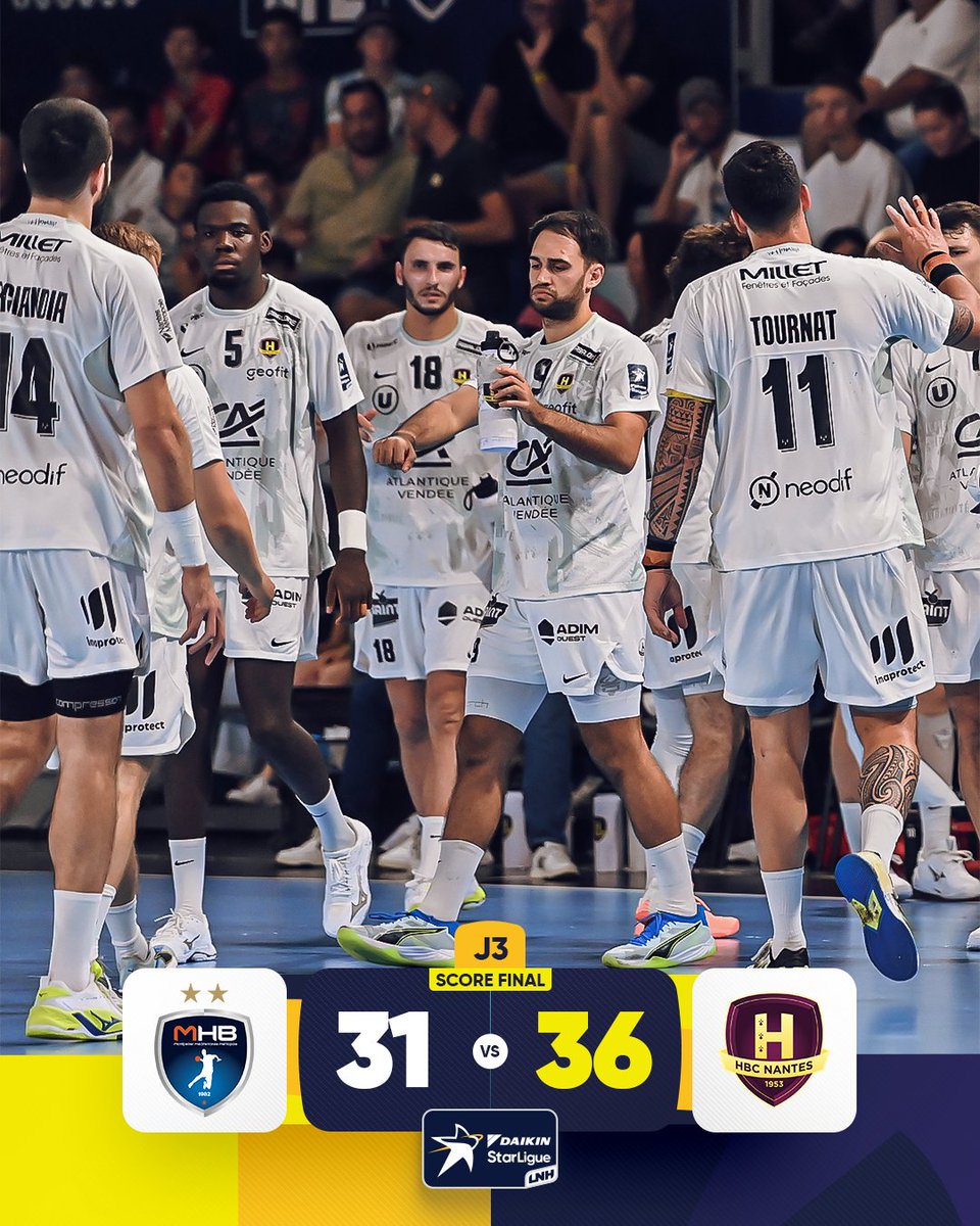 LNHofficiel's tweet photo. 🔥 𝗡𝗔𝗡𝗧𝗘𝗦 𝗣𝗢𝗨𝗥𝗦𝗨𝗜𝗧 𝗦𝗔 𝗦𝗘́𝗥𝗜𝗘 !

Le HBC Nantes s’impose à Montpellier dans ce #StarMatch et continue son bon début de saison en #DaikinStarLigue.

Le H confirme son excellente dynamique et repart du FDI Stadium avec les deux points ! 👊 https://t.co/MoKSQ34vY0