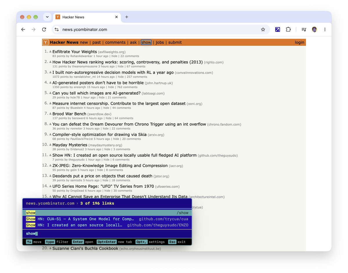 fardevio's tweet photo. I made FarLink, a Chrome extension. Press Command/Ctrl+Shift+Period (.) and every link on the page shows up in one list. Type to filter by title or address, Enter to open.

It’s drawn like Far Manager. 13 beautiful themes are included, can be placed on different corners of the page, and it supports both compact and larger sizes.

It’s private and open source.

Chrome Web Store: https://t.co/RT4dbnTJpQ

GitHub: https://t.co/EaXMWzomFE