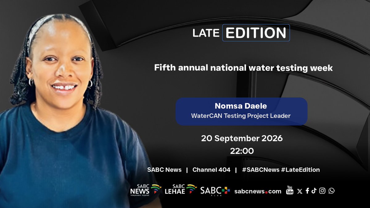 WaterCANsa's tweet photo. #WaterCAN's Nomsa Daele will be on #SABCNews tonight at 10pm to discuss WaterCAN's annual #WaterCANTestingWeek
#waterjustice #watercan https://t.co/kpqjwZALXr