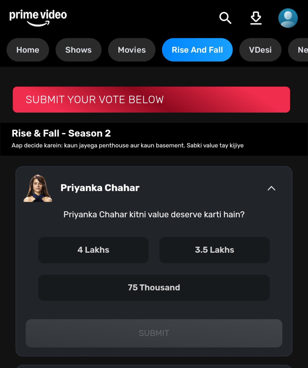 GauravKhannaFP's tweet photo. Basement? Not for our Queen. 👑
Voted for the Penthouse ₹4 Lakhs for @PriyankaChaharO . Let's get her the luxury she deserves in #RiseAndFall! 🔥 @MXPlayer
#RiseAndFallS2 #PriyankaChaharChoudhary #MXPlayer https://t.co/pSNc1mgqqg