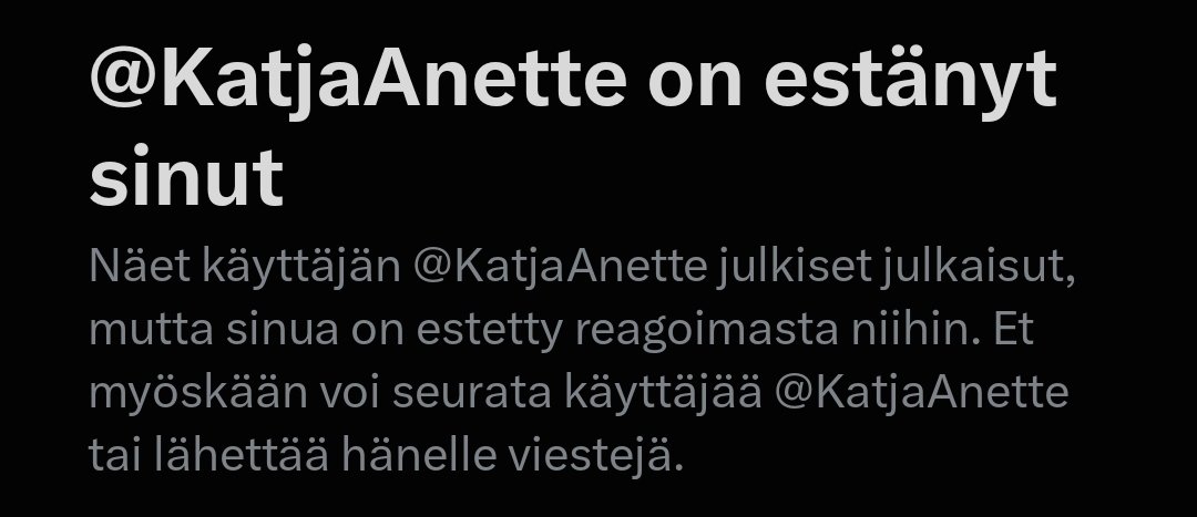 VSatanen's tweet photo. Mieluummin 0 seuraajaa kuin lukuisia vatnikkeja.
Mutta on aina hienoa, kun moskovan Tiltu estää. 😁
Tällä kertaa se oli @KatjaAnette. https://t.co/3uzYSVNrir