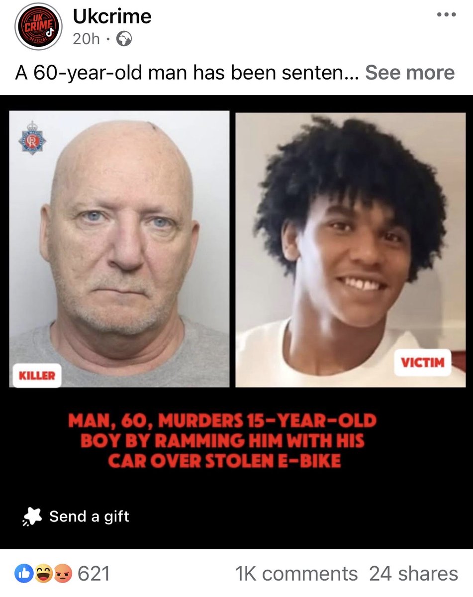 TheRealJamieKay's tweet photo. A 15 year old boy is dead. A 60 year old man has been convicted of murdering him.

And 143 people thought the appropriate Facebook reaction was “Haha”.

Whatever your politics, whatever the circumstances, imagine laughing at the death of a child. Absolutely grim. https://t.co/9oAFkUA0so