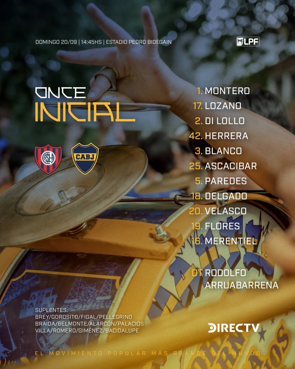BocaJrsOficial's tweet photo. 📋¡𝗟𝗢𝗦 𝟭𝟭 𝗗𝗘 #𝗕𝗢𝗖𝗔! 👊

¡Equipo confirmado para enfrentar a San Lorenzo!

#DaleBoca 🔵🟡🔵 https://t.co/6ekd9N0Z8Y