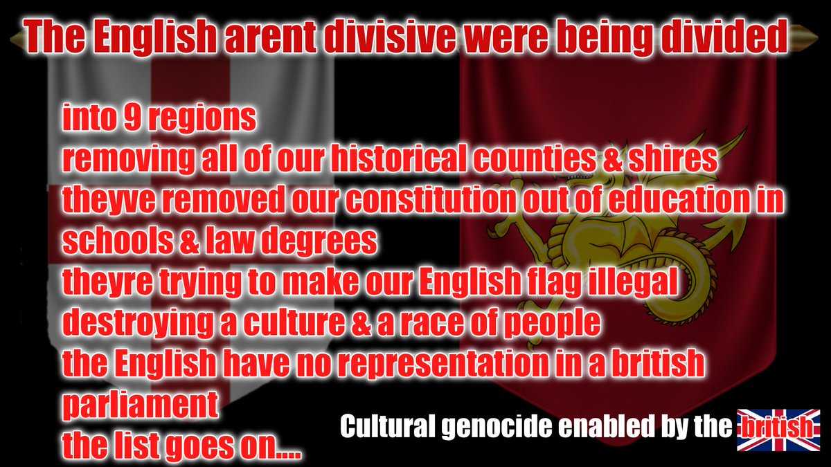 juicyandlucy's tweet photo. @Essex_Patriot no the real danger has always been the british State/gov, were not british, were English. The English arent divisive.... were being systematically destroyed #sackthejack #voidtheunion #doublecrossed https://t.co/nzlomGSNin