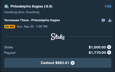 Bereavednickel7's tweet photo. Since 2023 I’ve made 30 $1,000 NFL straight bets

I started 18 - 5 but have gone 0 - 7 since. The odds of me losing AGAIN are 1 in 256 (0.39%). Statistically speaking you should take this bet. 

$50 SOL giveaway if win, @Stake users https://t.co/VSpEQfA7PE