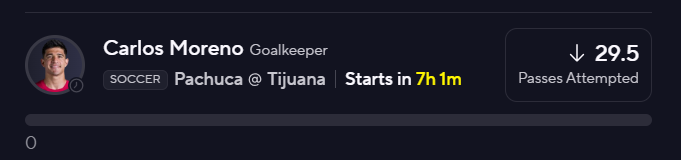 ScoutOddsHQ's tweet photo. 🚨Carlos Moreno Under 29.5 Passes

At home, he averages around 24.2 passes. GKs against Tijuana have gone under 10/10 times and average 21.1 passes. The model likes the under. https://t.co/Vk9cNwCfLn