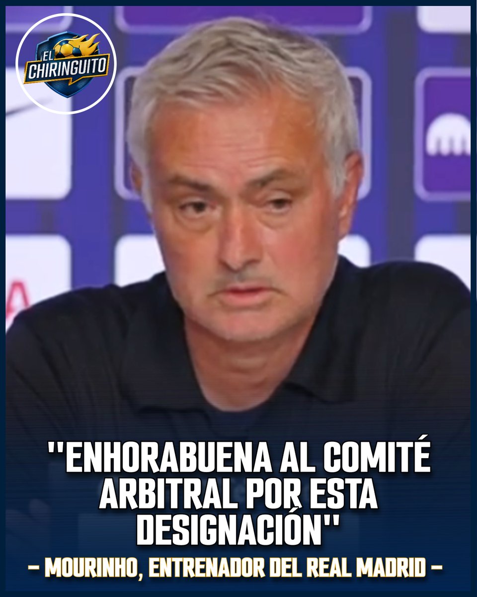 elchiringuitotv's tweet photo. 💣🚨 RAJADÓN HISTÓRICO de MOURINHO en RUEDA DE PRENSA:

"Tristemente, las cosas siguen siendo como las dejé en 2013".

"Quiero felicitar al CTA, que es quien elige a los árbitros. Felicitaciones". https://t.co/mwc6AEqhio