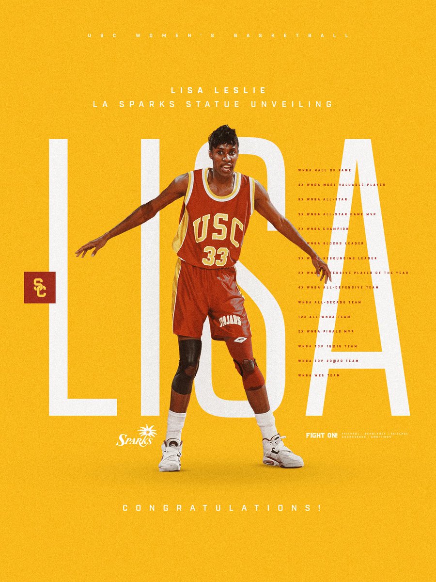 USCWBB's tweet photo. A Los Angeles icon.

Congrats to the legendary @LisaLeslie on her statue unveiling with the @LASparks this afternoon ✌️ https://t.co/jnbQiWbeij