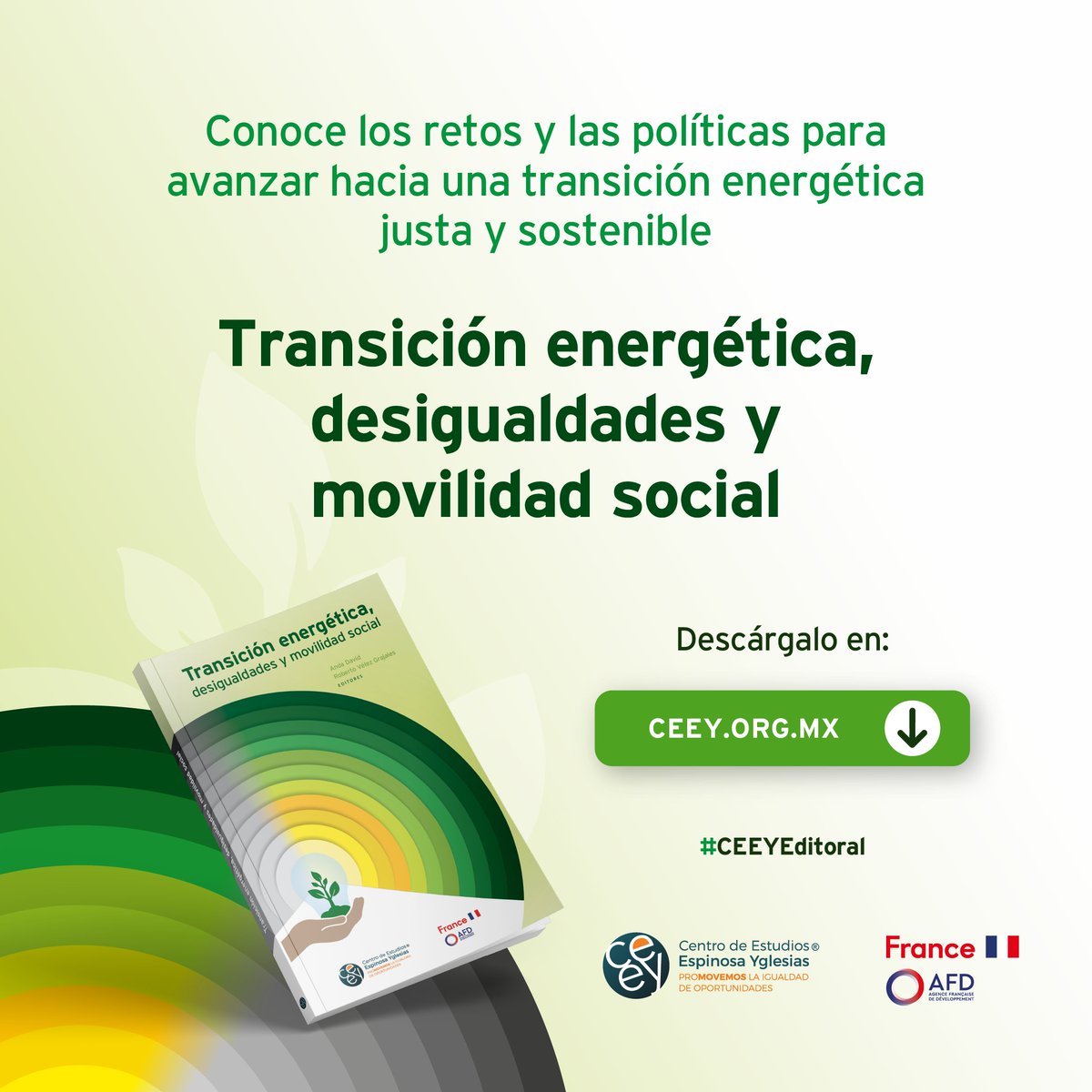 Portada de informe sobre transición energética, desigualdades y movilidad social con invitación a descargar en ceey.org.mx.