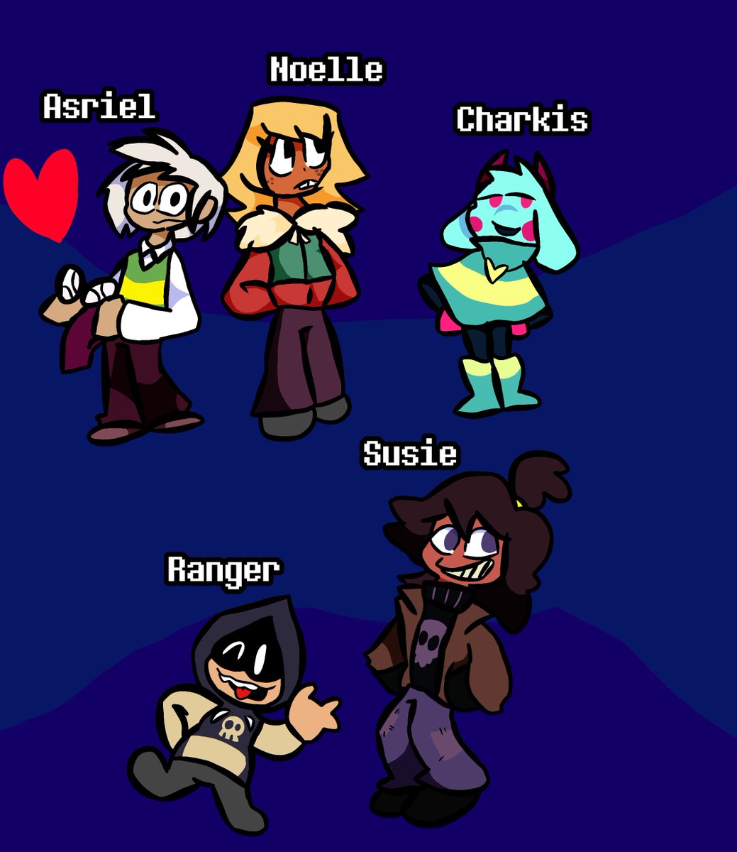zippdragon's tweet photo. When reescribes el capitulo de delta ruinas but son humanos (salvo charkis)
#deltarune #deltaruneau #chapterrewriten #deltarunechapterrewriten #asriel #noelle #charkis #ranger #susie #scampton #junkil https://t.co/VBDlqGfS3v
