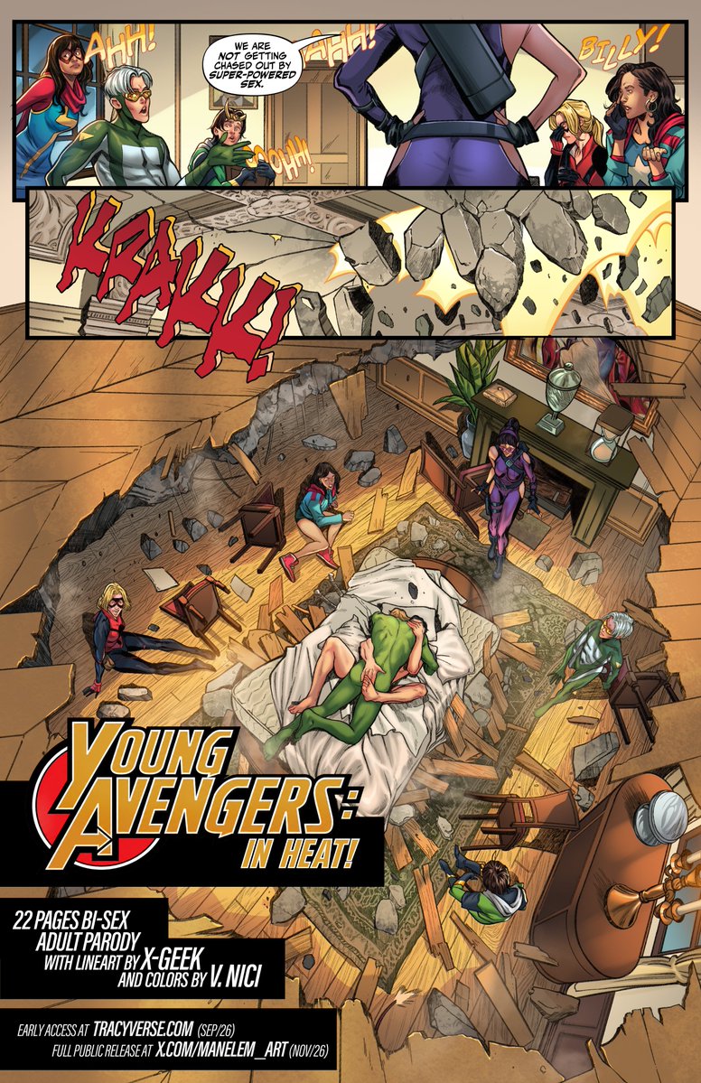 tracyverse's tweet photo. YA:IN is almost here, with 22 PAGES OF WHOLESOME, THIRSTIFUL BISEXUAL YOUNG-VENGING! 🔥

Early Access ends TODAY!
All active paid patrons get the full comic in a few hours.

Public Release: 
November @manelem_art 

Art: @xgeek_art &amp; @vinitownsend https://t.co/LeZksiK84x
