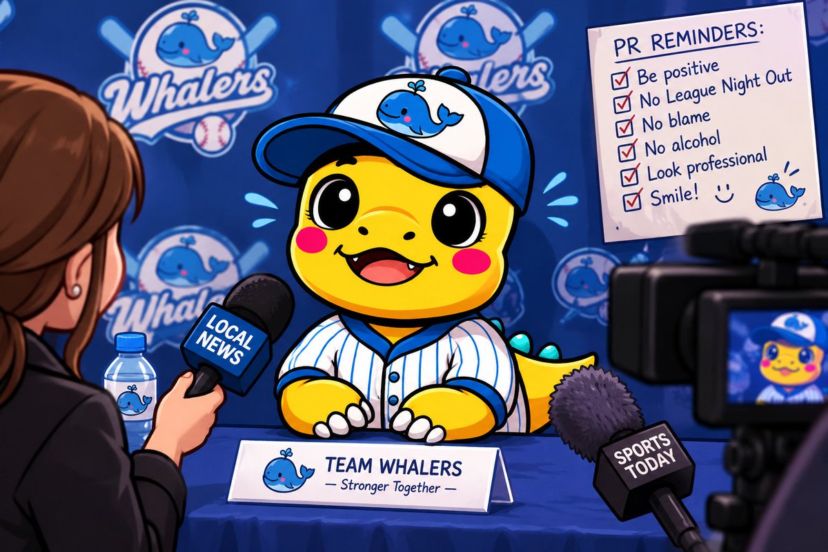 NeonDynosaur's tweet photo. After the game win on Saturday night, the press was very concerned over the whole bot situation...
Dyno doesn't know what a bot is....can I eat it?
#RPGBaseball #Kick #CG5natch #TeamWhales #SplishSplashFlop https://t.co/WEsJArvKdP
