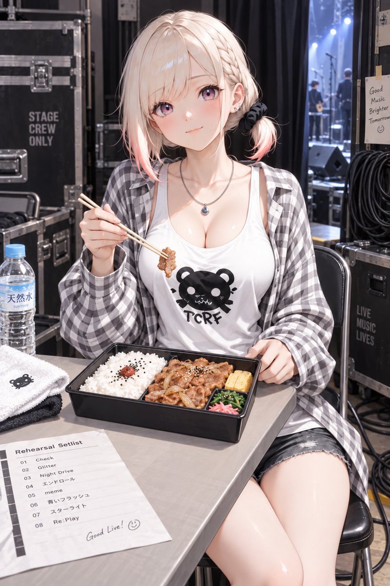 suou_ttm's tweet photo. おっ昼、おっ昼〜🍴🌞

楽屋で食べる今日のお昼は

豚の生姜焼きロケ弁 🍱🐷

甘辛い生姜焼きに白ごはん、卵焼きや青菜を合わせた、リハの合間にうれしい定番ロケ弁だよぉ( *˙꒳˙*)ﾉｼ🩵

みんなしっかりお昼食べようねぇ🧸🩵☆。.:＊・゜

#AIart
#AIイラスト好きな人と繋がりたい

https://t.co/O9i3YVEllK
