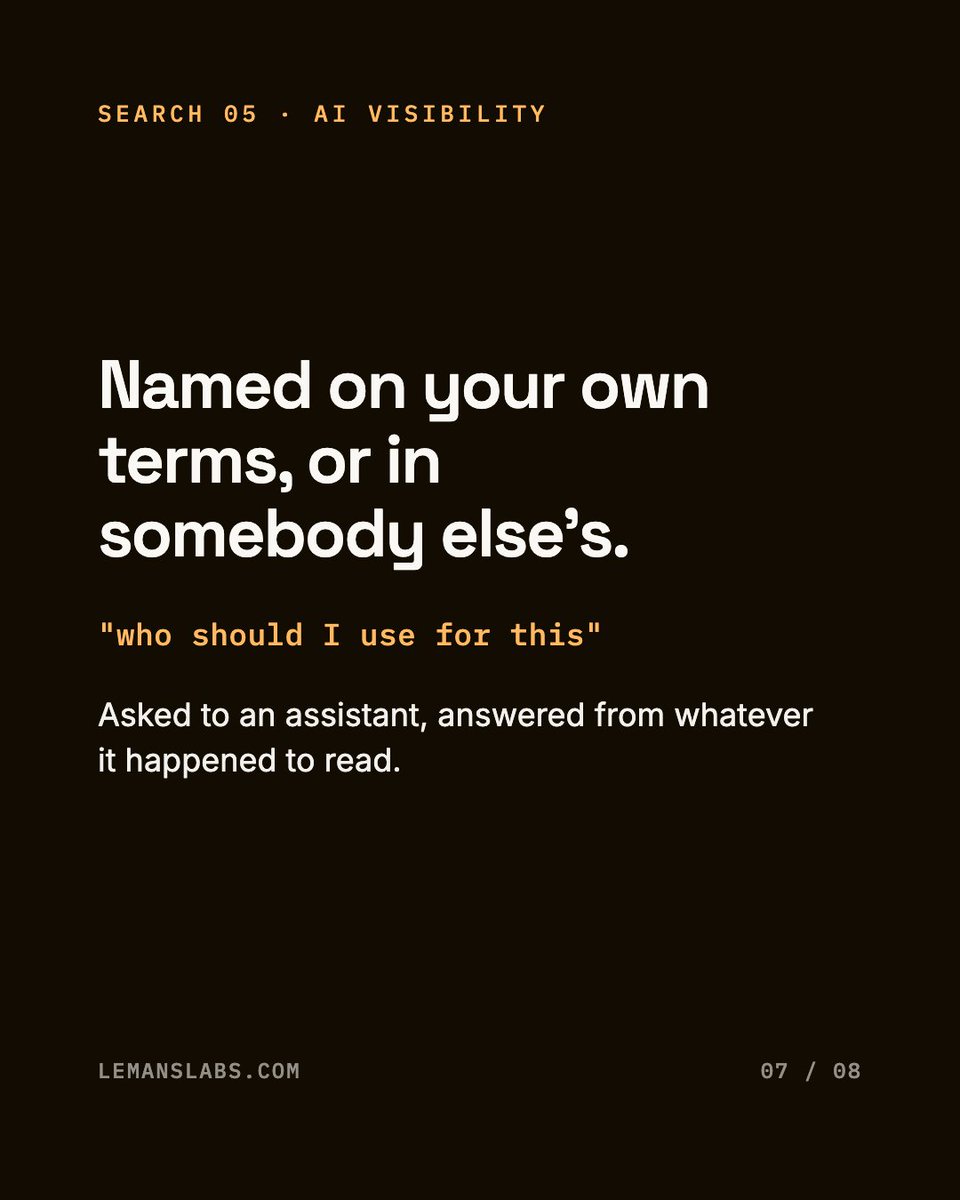 LeMansLabs's tweet photo. 05. "Who should I use for this," asked to Perplexity. Named on your own terms, or in somebody else's, depending on what it read. https://t.co/fvu6hFcz7U
