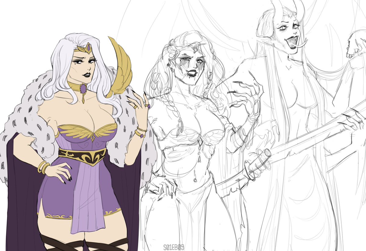 S01EB09's tweet photo. I technically have more femarchs “done” but I want to update them a little bit more before I post them. Femgrim wip for example https://t.co/DRIAIx2w5g