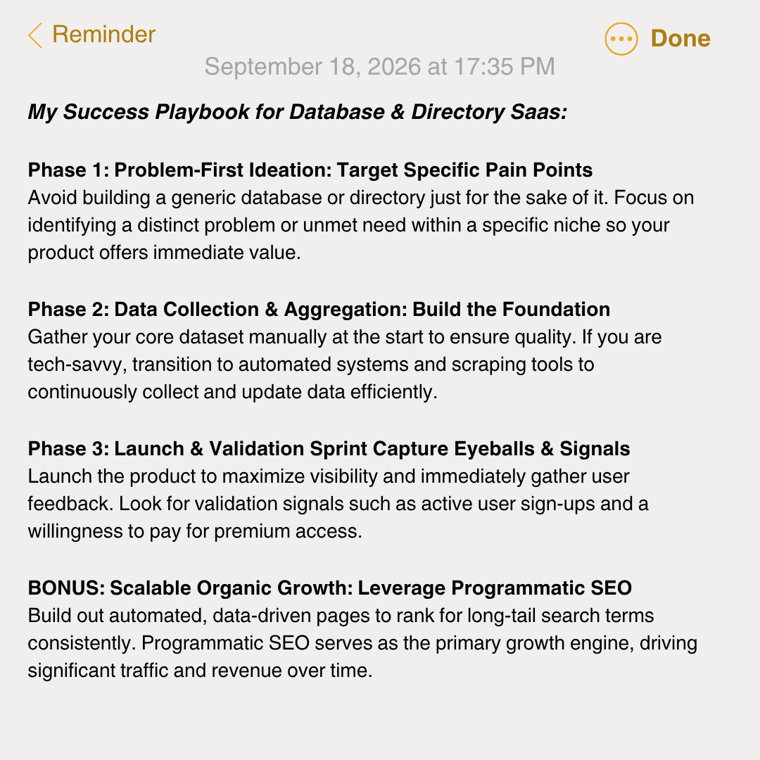 starter_story's tweet photo. He built 3 boring websites that pay him $32K/month - no AI trend, no fancy features, just databases.

Rashid isn’t a coder. He studied finance, maxed out credit cards raising $100K for a fintech, and while hunting for investors he realized: finding this list is brutal.

So he manually built a list of 40,000 investors, launched on Product Hunt, and made $4K in month one.

That became AngelMatch - now at $29K MRR with 360 subscribers, a 33% trial conversion, and 800–1,000 clicks a day. Pricing starts at $59/mo and goes into the thousands.

Then he cloned the model:

> InvestorHunt - $2,800/mo, pure SEO, zero marketing
> JournalistHunt - a database of 200,000 journalists at $49–$99 tiers

The unlock? One day he saw 60 clicks/day in Google Analytics and thought: what if I 10x this? He hired 6 content writers, shipped free tools, and ran programmatic SEO for 8 months.

Went from $3K > $20K MRR. Peaked at $43K.

Half his revenue still comes from programmatic SEO.

His playbook for 2026:

1. Pick a database that solves a painful B2B problem
2. Collect the data manually (or scrape it)
3. Launch fast, get eyeballs, then double down on programmatic SEO

Ideas he’d build today: an influencer database sorted by niche + audience size. Or a newsletter sponsorship database.

The takeaway: boring beats trendy. Painful B2B problems + SEO compound for years while AI apps go to zero.