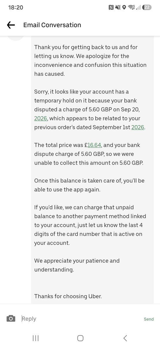 lazzybands's tweet photo. @CostaCoffee say to request a refund. I do so. @UberEats refuse it. @PayPal review and issue refund. @UberEats demand the amount and hold the account. Seriously @UberEats ???! Trying to speak to someone with common sense is proving difficult https://t.co/SpoR3HsMnS