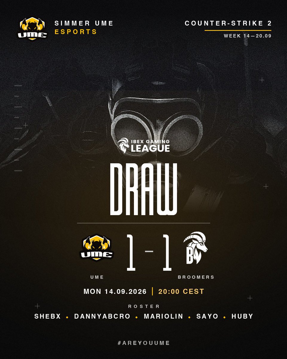 SimmerUME's tweet photo. Late post, but here is this weeks IbexLeague result

🤝 1-1 vs Broomers. 

GG 👏

#AreYouUME https://t.co/VQfUCXlJI8