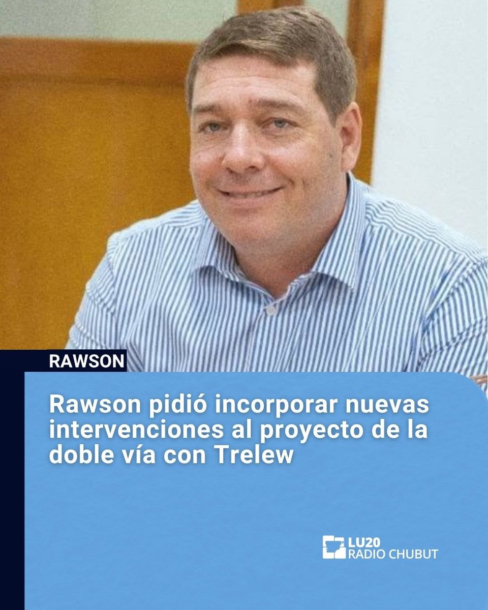 RadioChubut's tweet photo. 🚧 #Rawson pidió incorporar nuevas intervenciones al proyecto de la doble vía con #Trelew

👉 El intendente de Rawson, Damián Biss, confirmó que el municipio trabaja con Vialidad Provincial para incorporar al proyecto de la doble vía Trelew-Rawson distintas intervenciones previstas originalmente para la ciudad.

🌐 La nota completa en: https://t.co/Jugi7RhdiN