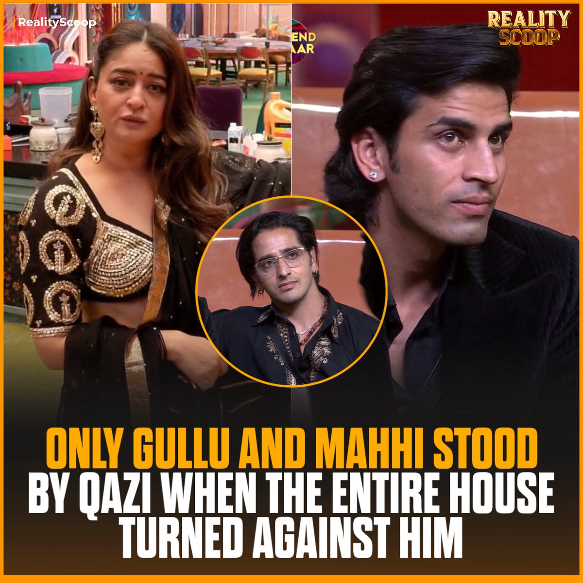 reality_scoop_'s tweet photo. When almost everyone went after Qazi, Gullu and Mahhi chose not to join in. ❤️

Gullu spoke to Qazi calmly and made his point without attacking him, while Mahhi also stood by him instead of piling on.

#QaziTouqeer #Gullu #MahhiVij #BiggBoss20 #RealityScoop https://t.co/yPcrOZXCaG