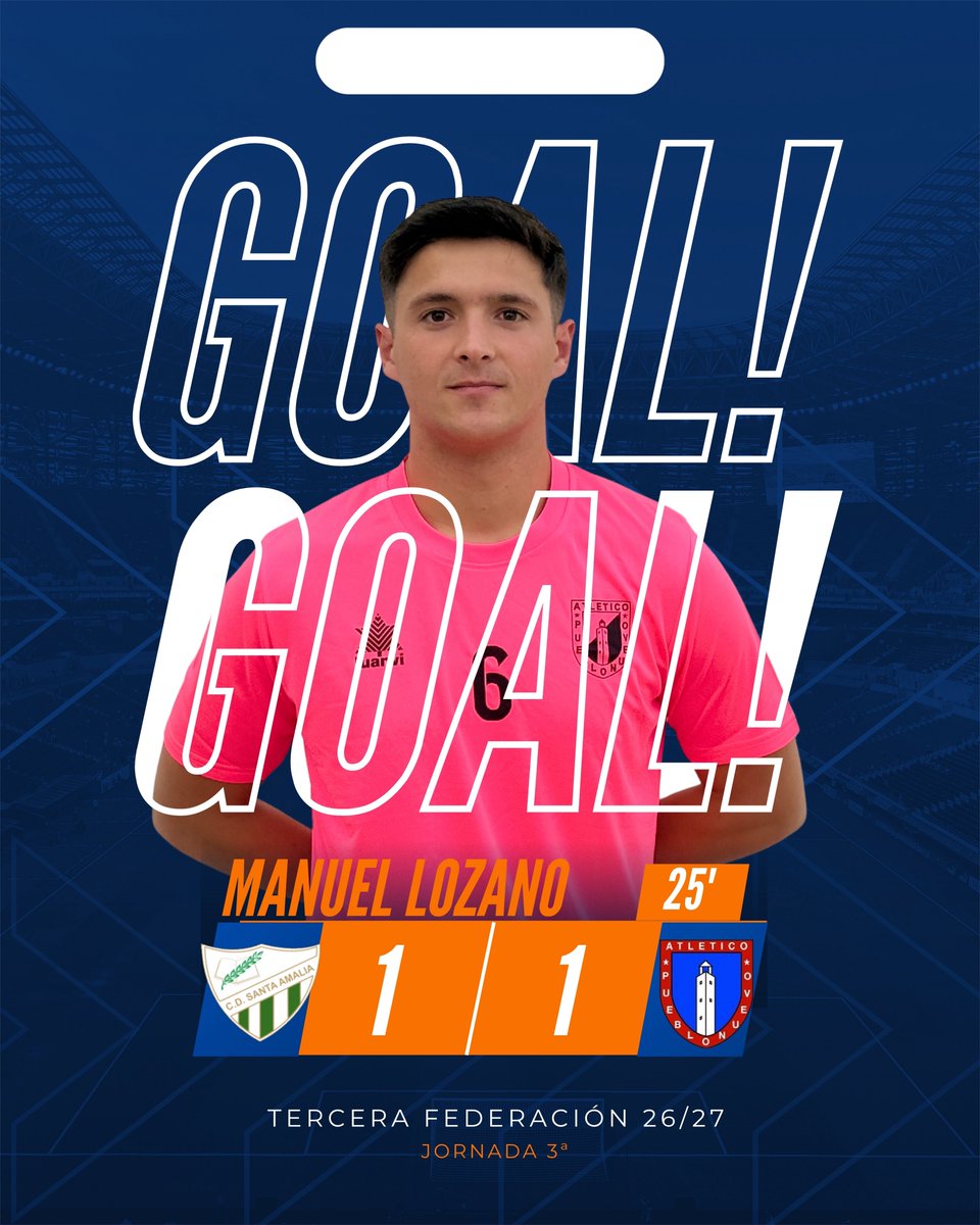 AtcoPueblonuevo's tweet photo. ⚽ ¡GOOOL del PUEBLONUEVO! GOOLLL de #MANULOZANO

➡️ Santa Amalia 1-1 Pueblonuevo  | 25’

#SantaAmaliaPueblonuevo
#IlusionesRenovadas https://t.co/nzSJRoDpVt