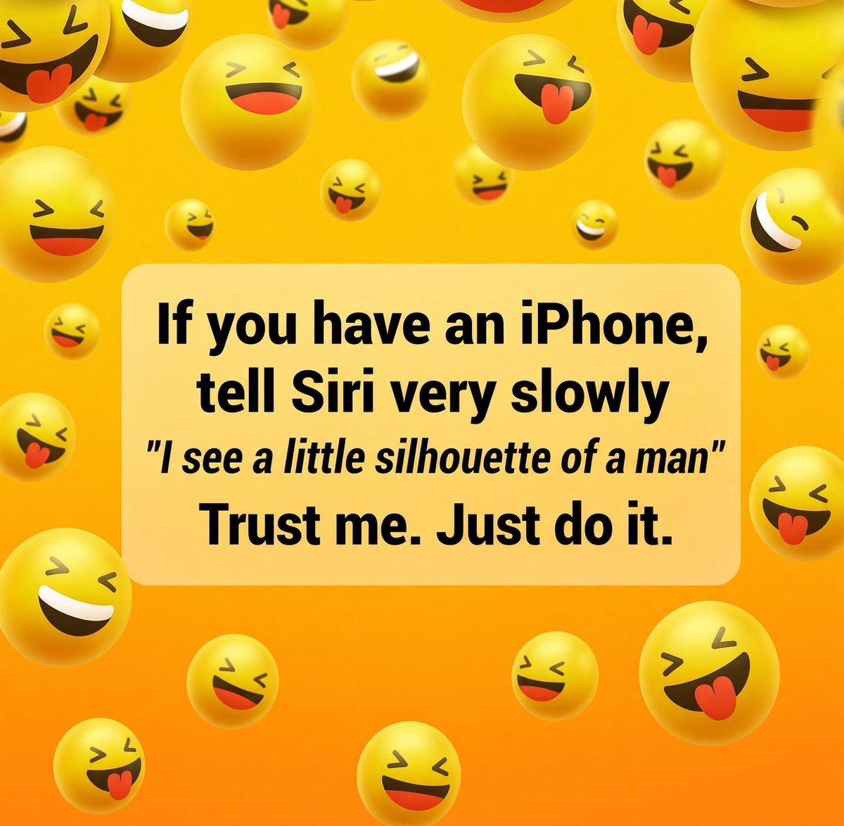 CineZoeyluxury's tweet photo. If you have an iPhone tell Siri very slowly 
I see a little silhouette of a man 👨 

Trust me just do it https://t.co/a1VQq56kYk