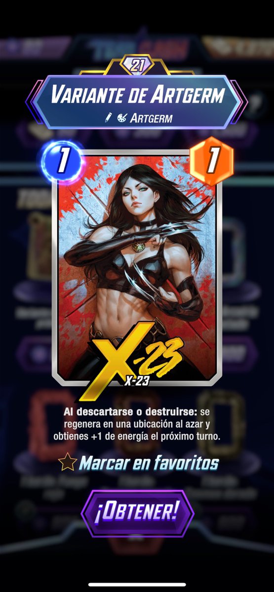 MuaddibSNAP's tweet photo. Compré las dos variantes misteriosas premium disponibles por 900 emblemas cada una en la tienda del evento, obteniendo respectivamente la variante de X-23, ilustrada por Artgerm, y la variante de Jeff, ilustrada por Creative House Pocket.

#MarvelSNAP https://t.co/ZfDoW8ul4E