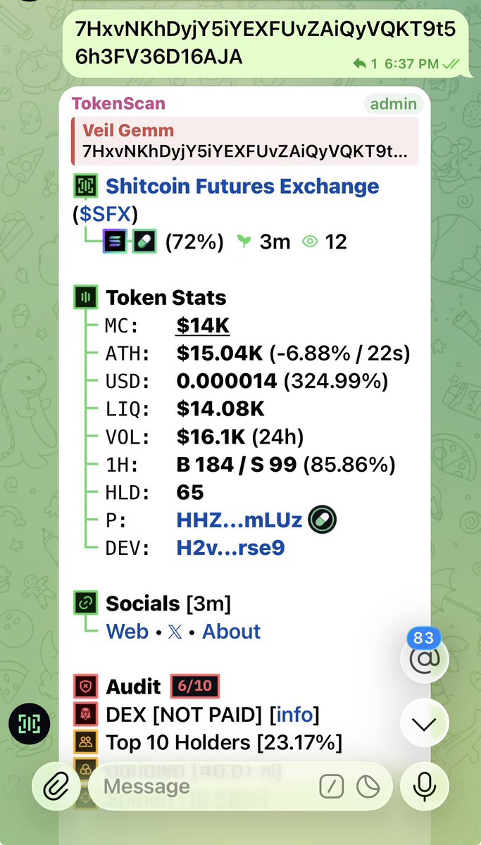 VeilGemm's tweet photo. Entry $SFX

CA> 7HxvNKhDyjY5iYEXFUvZAiQyVQKT9t56h3FV36D16AJA https://t.co/NUtoc06nZR