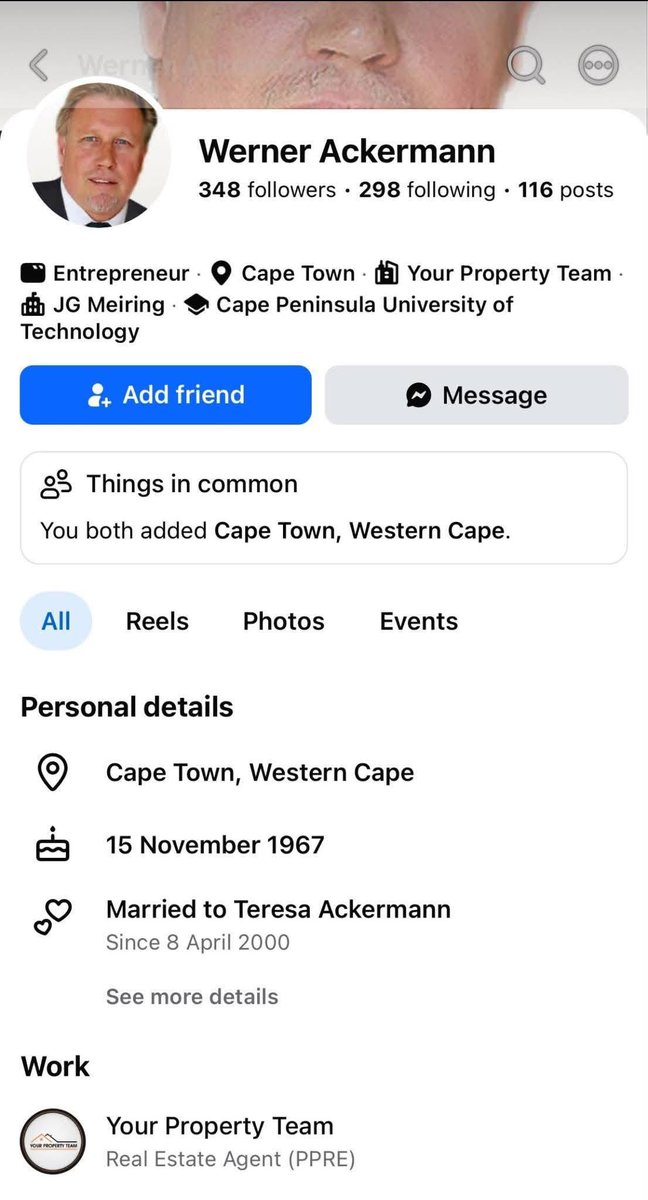 nazier_paulsen's tweet photo. Werner Ackermann, from “Your Property Team”, operating in Goodwood, Parow and Brackenfell, feels safe enough to admit on a post about the N2 apartheid wall that he would like to see African and coloured people imprisoned under a net, with explosive devices at their feet. 

Only fucktards will tell us to  “move on” while this is what these rabid racists wish upon us.