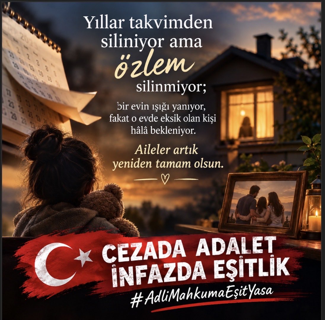 Eda_Freedom's tweet photo. @ethemtas Yıllar takvimden siliniyor ama özlem silinmiyor; bir evin ışığı yanıyor, fakat o evde eksik olan kişi hâlâ bekleniyor. Aileler artık yeniden tamam olsun.
🇹🇷 CEZADA ADALET İNFAZDA EŞİTLİK #AdliMahkumaEşitYasa https://t.co/kGXsuulGBA