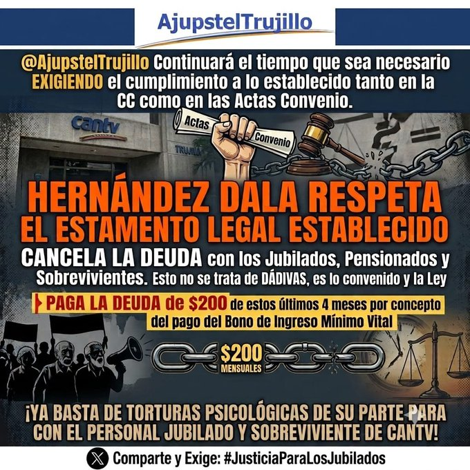 MarcoCeballo's tweet photo. #21Sep #85Dias La Voz de Uno se Escucha,la de Todos Exige Respuestas,La Unión de los #JubiladosCantvEnLucha a Nivel Nacional es Esencial Para Exigir las Peticiones de Manera Pacífica, Legal y Organizada #85Dias #RestituyanElBono Urgente @AmnistiaOnline @Beadrian @IdaniaChirinos https://t.co/Qt1X7h12BA