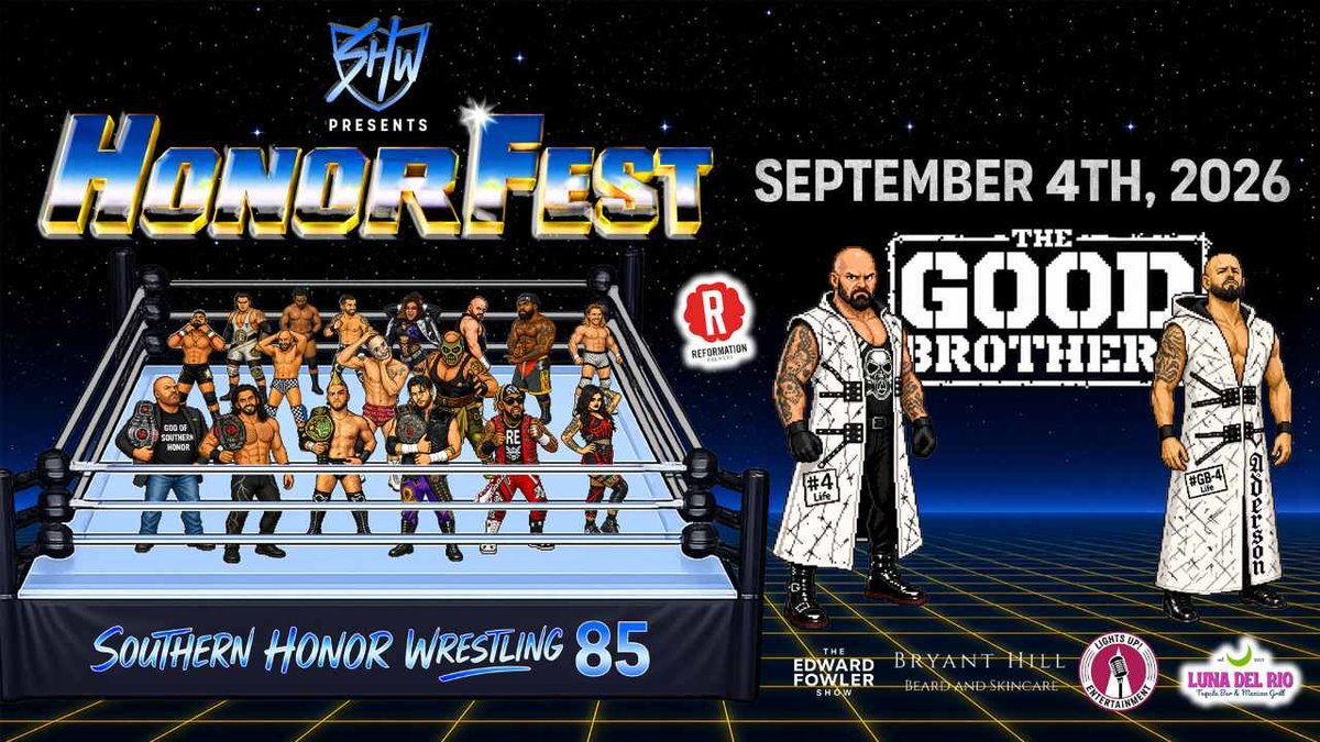 SHonorWrestling's tweet photo. The legendary Good Brothers @The_BigLG & @MachineGunKA helped us kickoff #SHW85: HonorFest in a big way! What a night it was and you can catch the full show in its entirety available now on IWTV (@indiewrestling)! https://t.co/N3wIT8UUYs