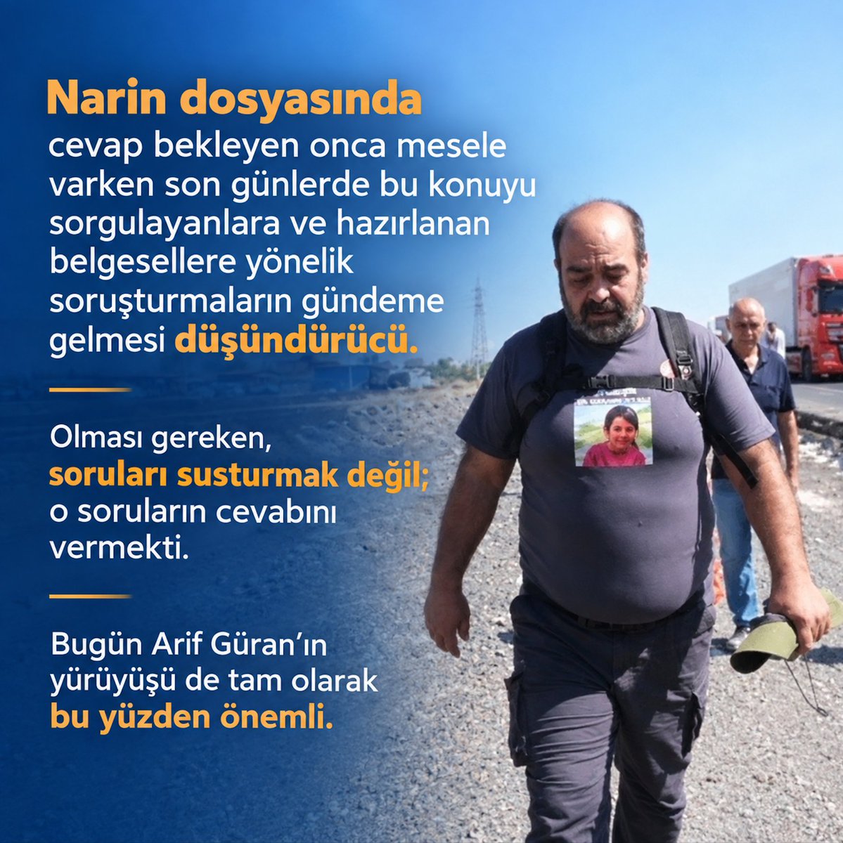 _tevhidekip's tweet photo. Narin dosyasında cevap bekleyen onca mesele varken son günlerde bu konuyu sorgulayanlara ve hazırlanan belgesellere yönelik soruşturmaların gündeme gelmesi düşündürücü.  

Olması gereken, soruları susturmak değil; o soruların cevabını vermekti.

Bugün Arif Güran'ın yürüyüşü de tam olarak bu yüzden önemli. 

#NariniçinAdaletYolu