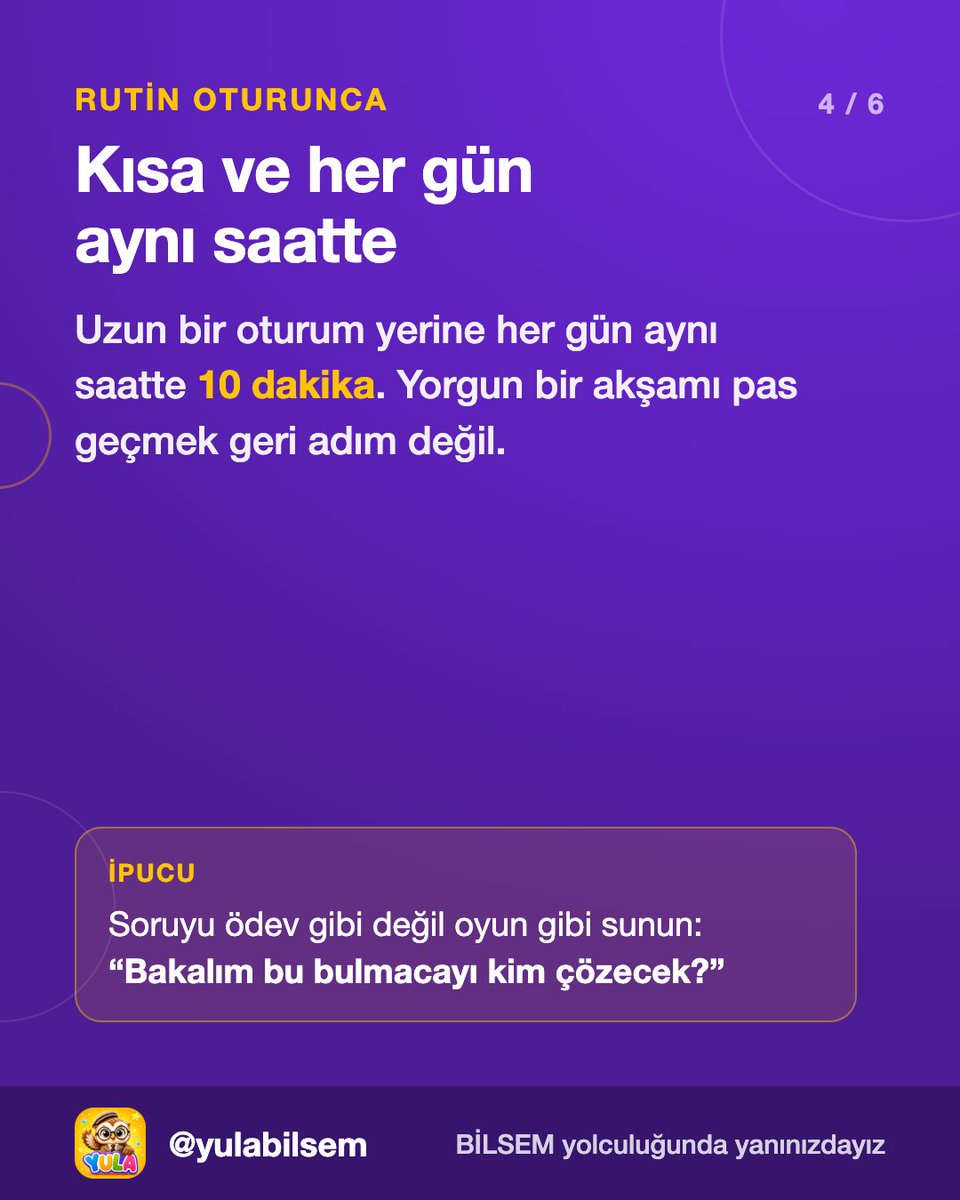 yulabilsem's tweet photo. Akşamları yorulup huysuzlaşması çok normal 🎒 Yeni öğretmen, yeni ortam gün boyu tüm dikkati tüketiyor.

İlk haftalarda uyku düzeni, akşamdan çanta hazırlama ve serbest oyuna öncelik verin. Ders içinse uzun oturumlar yerine her gün aynı saatte 10 dakika yeterli.

#bilsem #yula https://t.co/O14GRRWwi3
